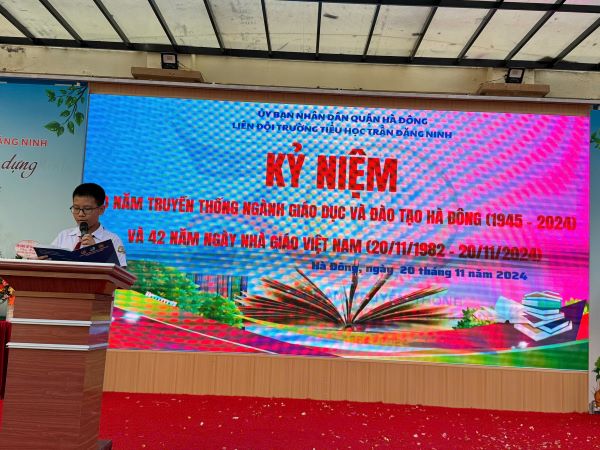 Trường Tiểu học Trần Đăng Ninh tổ chức  kỉ niệm 70 năm Ngành Giáo dục và đào tạo quận Hà Đông và 42 năm Ngày nhà giáo Việt Nam (20/11/1982 – 20/11/2024)